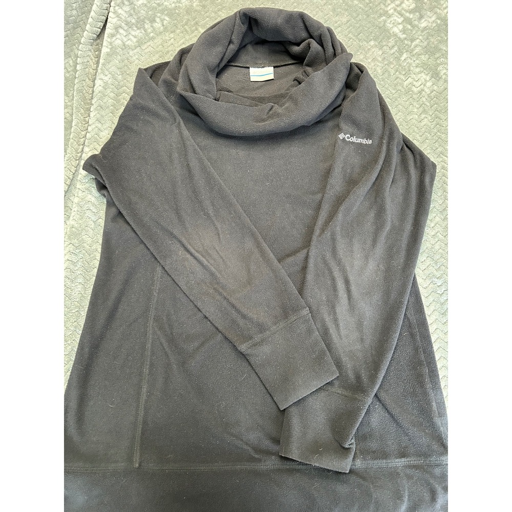 Columbia Womens Black Fleece Cowl Neck Pullover Tunic Sweatshirt Large RN69724
